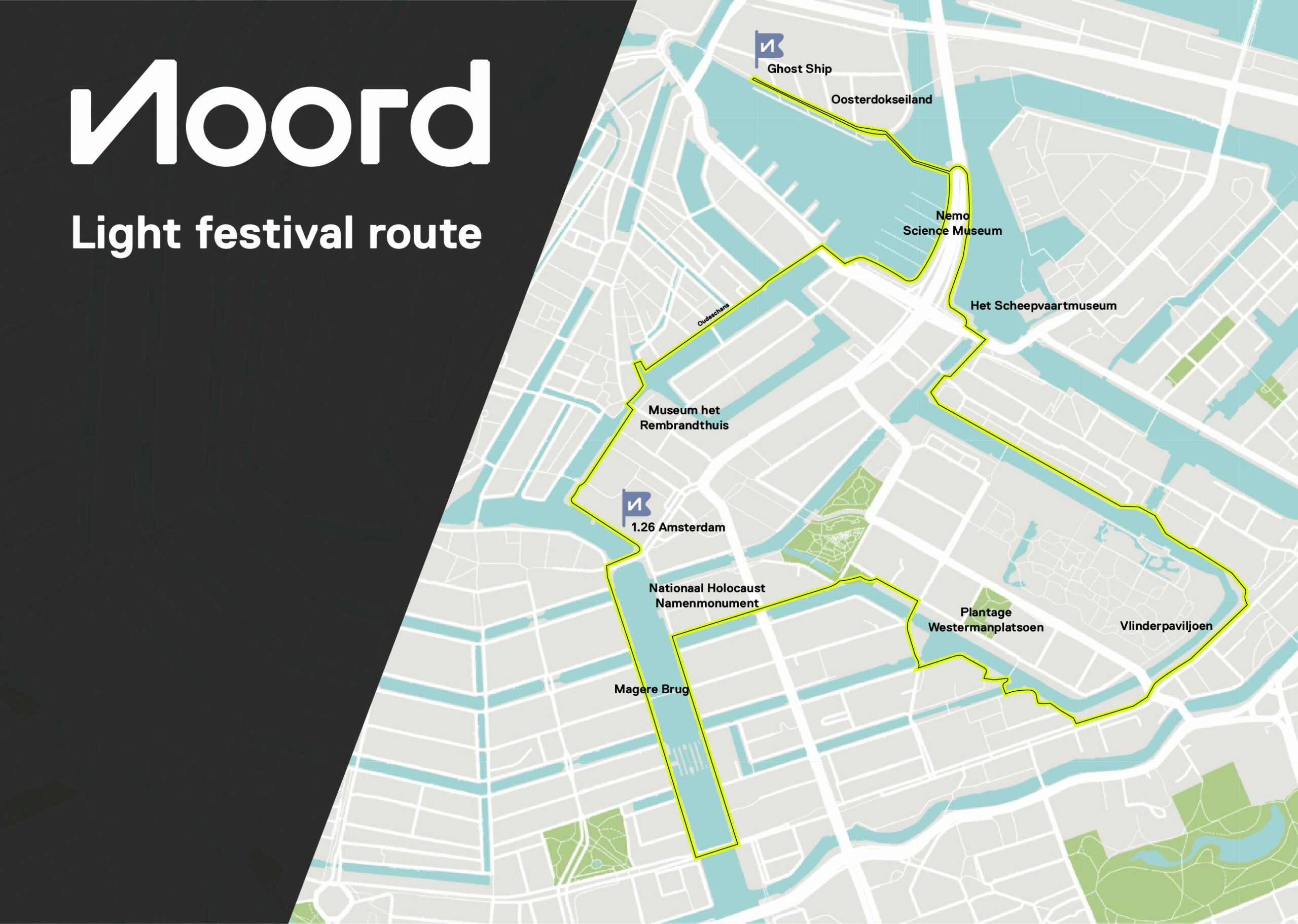 Map light festival route Noord